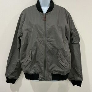 Wallace & Barnes MA-1 Bomber Jacket Zip Up Gray Men's Size Large Utility Outdoor